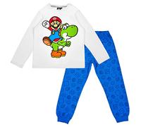 Super Mario Bros. Pigiama, Mario Luigi Toad Yoshi, Pigiama Ragazzo, Giocare, Cotone, Pigiama Manica Lunga Giocare, bianco, 104