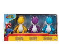 Nintendo Action Figure Yoshi – Confezione da 3 (Azzurro, Giallo, Viola) 10 cm