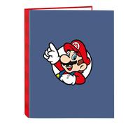 SUPER MARIO - Cartella con fogli 4 anelli, ideale per bambini di diverse età, comoda e versatile, qualità e resistenza, 26,5 x 33 cm
