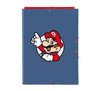 SUPER MARIO - Cartella portadocumenti con 3 fogli, ideale per bambini di diverse età, comoda e versatile, qualità e resistenza, 26 x 36,5 cm