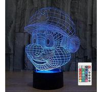 Super Mario Head 3D LED Optical Illusion Action Figure Luce notturna in acrilico con telecomando 7 c