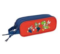 SUPER MARIO MAMMA MIA - Astuccio doppio per bambini, astuccio per bambini, ideale per bambini in età scolastica, comodo e versatile, qualità e resistenza, 21 x 6 x 8 cm
