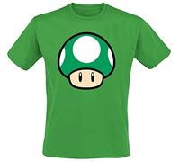 Super Mario Mushroom Uomo T-Shirt verde S 100% cotone Regular