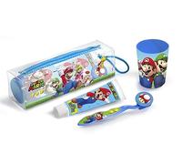 Super Mario Neceser Infantil, Contiene: Dentifrico, Cepillo Dental y Vaso Decorad