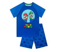 Super Mario Pigiama Bambino | Mario E Luigi Pigiama Estivo | Pigiamone Corto Ragazzo Blu 7-8 Anni