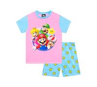SUPER MARIO Pigiama Corto per Ragazze Set Pigiama per Bambini Rosa e Blu 11-12 Anni