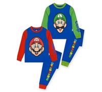 Super Mario Pigiama, Pigiama Ragazzo 2 Pezzi, Set Pigiami Bambino Giochi, Pigiami Ragazzo Mario, Blu 11-12 Anni