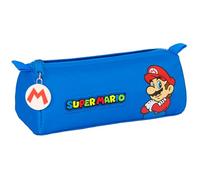 Super Mario Play - Astuccio con cerniera e scomparto per bambini, ideale per bambini in età scolare, comodo e versatile, qualità e resistenza, 21 x 7 x 8 cm, blu/rosso