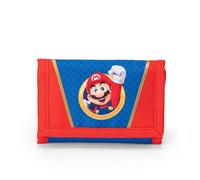 SUPER MARIO - Portafoglio Ufficiale Super Mario, con Chiusura in Velcro, Scomparti per Banconote e Card, Tasca Posteriore con Zip, Idea Regalo Bambini, 13x8,5 cm Chiuso, 13x24 cm Aperto