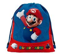 SUPER MARIO - Sacca Coulisse Ufficiale Super Mario, Compatta e Versatile, Ideale per Palestra, Scuola, Viaggi, Portamerenda, Idea Regalo Bambini e Ragazzi, 35x42x2 cm, Rossa e Blu