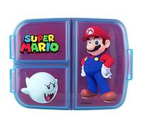 Super Mario Scatola Porta Pranzo Bambini - Lunch Box con 3 Scomparti e Clip di Chiusura - Contenitore Snack in Plastica Senza BPA - Ideale per Scuola e Asilo