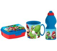 Super Mario Set Colazione Box Porta Merenda + Borraccia + Tazza scuola