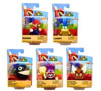 Super Mario Set completo di action figure articolate da 6,3 cm, 5 pezzi, Chomp, Nabbit, Larry & Paragoomba