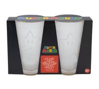 Super Mario - Set di 2 bicchieri d'acqua in vetro, 490 ml