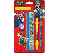 Super Mario - Set di cancelleria (design a blocchi colori), prodotto con licenza ufficiale
