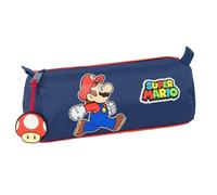 Super Mario Trick - Astuccio con cerniera e scomparto per bambini, ideale per bambini in età scolastica, comodo e versatile, qualità e resistenza, 21 x 7 x 8 cm, blu scuro/rosso, M, Casual