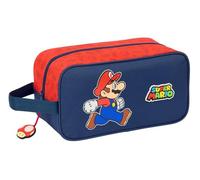 SUPER MARIO TRICK - Scarpiera media, multiuso, portatodo, sport, extrascolari, calcio, comodo e versatile, 29 x 14 x 15 cm, blu scuro/rosso, M, Casual