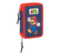 Super Mario Astuccio Doppio Super Mario World Blu Marino 12.5 X 19.5 X 4 Cm 28 P