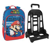 SUPER MARIO - Zaino Scuola Trolley Ufficiale Super Mario con Maniglia Regolabile, Spallacci Imbottiti e Regolabili, Tasca Frontale e Chiusure A Zip, 32x47Hx21 cm
