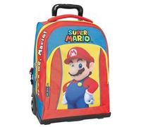 SUPER MARIO - Zaino Scuola Trolley Ufficiale Super Mario, Maniglia Regolabile, Trolley Staccabile, Spallacci Imbottiti e Regolabili, Scomparto Principale, Tasca Frontale, Chiusure A Zip, 36x47hx23cm