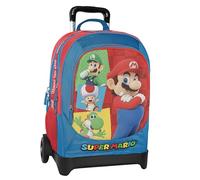 SUPER MARIO - Zaino Scuola Trolley Ufficiale Super Mario, Struttura Trolley Staccabile, Ruote Sostituibili, Maniglia Regolabile, 2 Vani Principali, Tasca Frontale, Spallacci Imbottiti, 34x52Hx22 cm