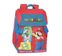 SUPER MARIO - Zaino Scuola Ufficiale Super Mario, Zaino Estensibile, 2 Ampi Vani, Tasche Frontali con Zip, Tasche Laterali in Rete, Spallacci Regolabili Imbottiti, 29 x 41H x 13,5+9 cm