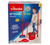Grandi Giochi - Set Pulizia Vileda for Kids, L'Originale Versione Giocattolo con Scopa, Paletta, Battipanni, Secchio e Mocio, IAM01100