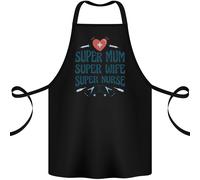 Super Mum Moglie Nurse Regalo Festa Della Mamma Cotone Grembiule 100% Biologico