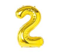 Super Mundo - Palloncini di compleanno 2 dorati, 45 cm Palloncino 2, palloncino numero 2 compleanni, decorazioni per compleanni per bambine (numero 2, oro, 45 cm)