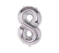 Super Mundo Palloncini di compleanno 8 argento, palloncino 8, palloncino numero 8, compleanno, decorazione compleanno ragazze, palloncini numeri per feste, 43 cm (numero 8, argento）
