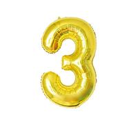 Super Mundo - Palloncino 3 d'oro, 45 cm, per compleanni bambine, decorazione compleanno, numeri per feste