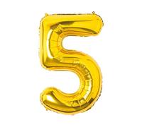Super Mundo - Palloncino numero 5 dorato, 45 cm, decorazione compleanno ragazze, 3 pezzi, oro, unisex, per compleanni e matrimoni