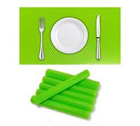 Super Mundo - Set di 6 tovagliette in plastica, 45 x 30 cm, sottopentola singola antimacchia impermeabile in plastica (verde)