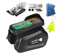 super NADIAK Borsa per Telaio Bici Impermeabile con Finestra Telefono 6" - Kit Completo Ciclismo con MultiTool 16in1 e Accessori Sicurezza (Style 1)