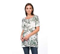 super.natural - Maglietta da Donna Chill out Printed Merino, Donna, SNW011867, Fresh White/Bamboo Tropikel Print, XL