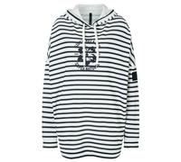 super.natural - Women's Feel Good Stripe Hibiskus Bio Hoodie - Felpa con cappuccio L grigio/bianco