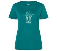 super.natural - Women's Flower Boots Tee - Maglia merino XL turchese