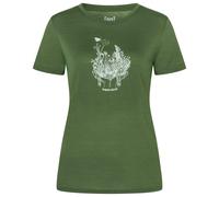 super.natural - Women's Flowerhands Tee - Maglia merino M chive / tobacco glitter