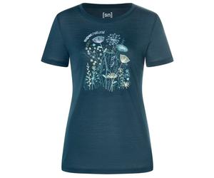 super.natural - Women's Rock Flowers Tee - Maglia merino M blu