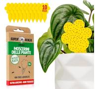 Super Ninja Antimoscerini per funghi, confezione da 10, efficace insetticida per piante da interno, atossico e rispettoso della natura, sicuro per bambini e animali domestici, trappole adesive gialle