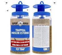 Super Ninja Trappola per Mosche - Riutilizzabile e con Attrattivo, Antimosche Atossico, Cattura fino a 20.000 Mosche, Durata 4 Settimane, con Bustina Attrattivo Idrosolubile Inclusa