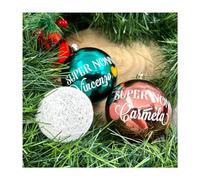 "Super Nonni" Coppia di Palline di Natale Lucide personalizzate con Nomi Idea Regalo per Nonni Nipoti Natale Buone Feste addobbi natalizi festività ghirlande Decorazioni casa Albero Presepe