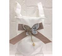 SUPER OFFERTA 4 PZ Borsa per confettata con FARFALLA TORTORA BOMBONIERA 13YY