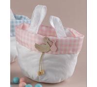 SUPER OFFERTA 5 PZ Borsa sacco per confettata CICOGNA ROSA bomboniera 13YV