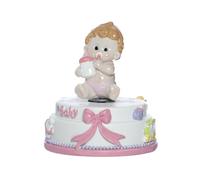 SUPER OFFERTA 6 PZ Carillon resina con BAMBINA ROSA 12x10 cm BOMBONIERA 145I