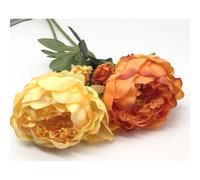 SUPER OFFERTA 6 PZ Fiori Artificiali Peonia colore GIALLO E ARANCIONE 12WO