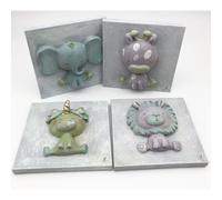 SUPER OFFERTA 6 PZ Quadro resina ANIMALI zoo CELESTE 13x13 cm BOMBONIERA 12GS