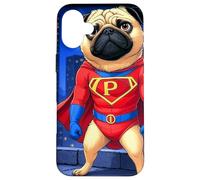 Super Pug Carino Supereroe Cagnolino Custodia per iPhone 16 Plus