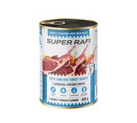 Super Rafi - Cibo umido per cani con agnello e cuori di tacchino 400 g