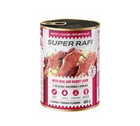 Super Rafi - Cibo umido per cani con carne di vitello e fegato di coniglio 400 g